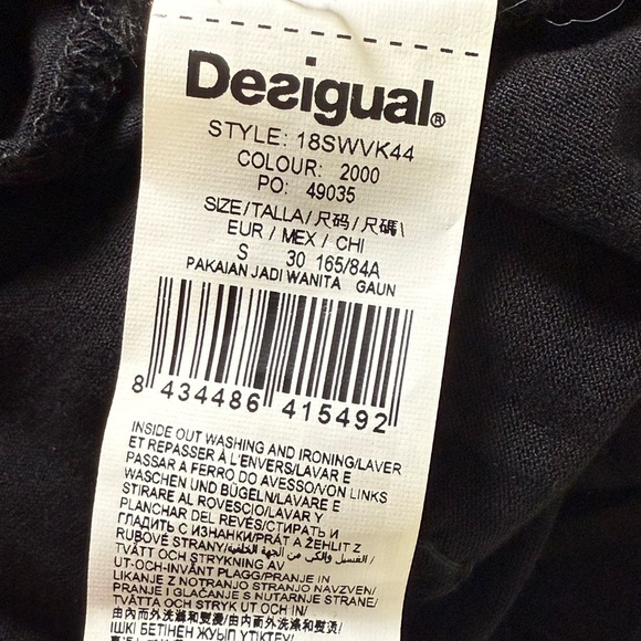 DESIGUAL black slip dress with silver sparkle outer space star constellations S - Picture 8 of 15